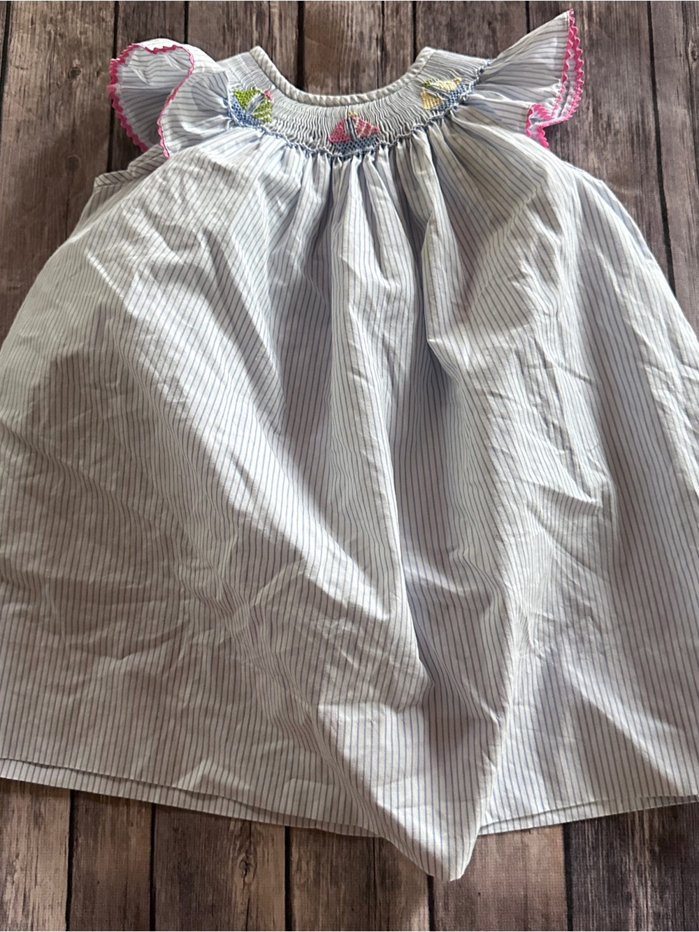 Anavini sailboat smocked dress fair stains 18m